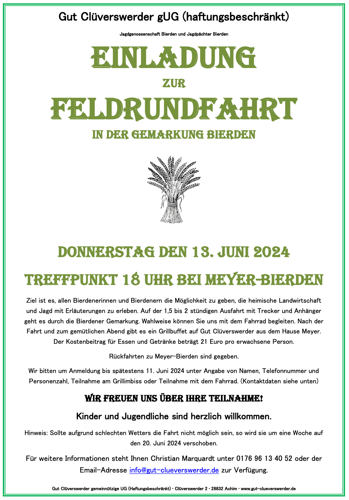 Feldrundfahrt in der Gemarkung Bierden