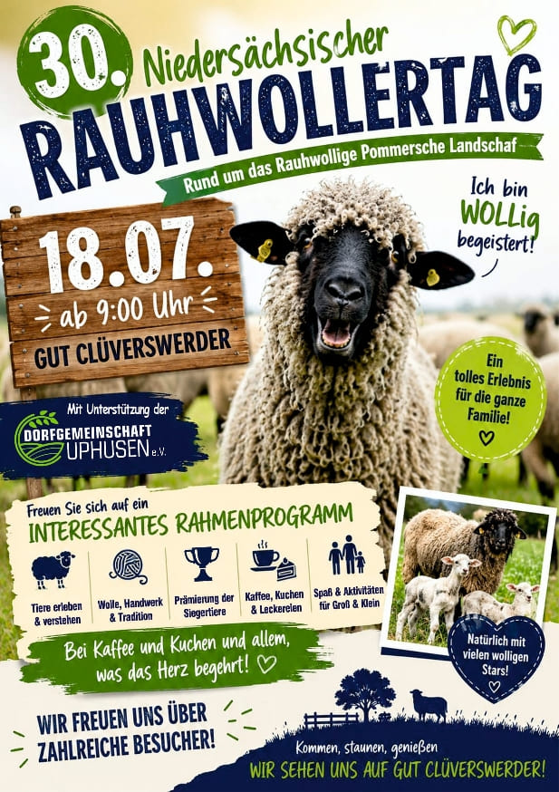 30. Niedersächsischer Rauhwollertag am 18.07.2026 ab 09:00 Uhr
